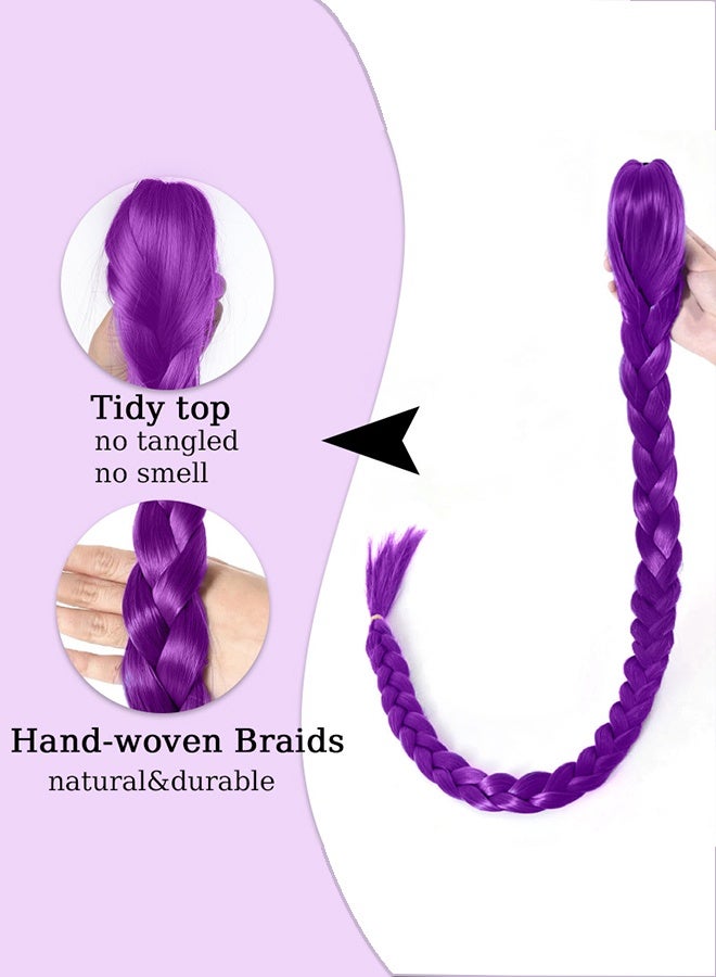 Organizer 27-inch Long Purple Braided Ponytail Wig, Stunning for Parties and Cosplay Looks, Made with soft fibers and delicate braids for comfortable wear - Image 3